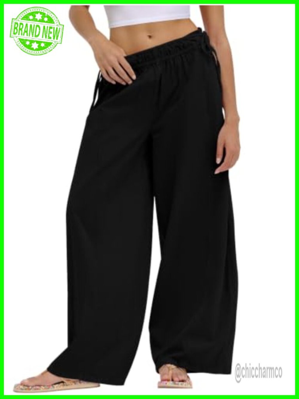 Womens Baggy Barrel Sweatpants Wide Leg Drawstring Cotton Pants with Pockets